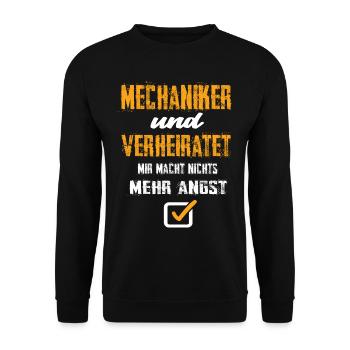 Mechaniker und Verheiratet - Unisex Pullover - Schwarz - Vorne - Alina (178cm) & Michal (187cm)