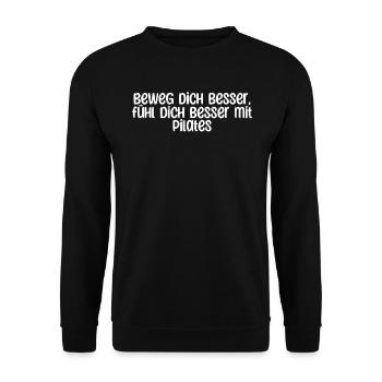Pilates - Beweg dich besser, fühl dich besser mit - Unisex Pullover - Schwarz - Vorne - Alina (178cm) & Michal (187cm)