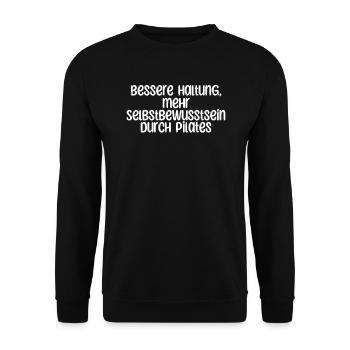 Pilates - Bessere Haltung, mehr Selbstbewusstsein - Unisex Pullover - Schwarz - Vorne - Alina (178cm) & Michal (187cm)