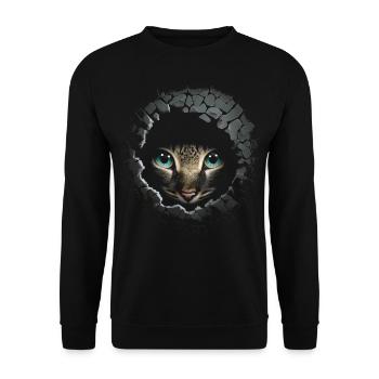 Cat Wall Hole Gift Cat Motif Cat Holder - Unisex Sweatshirt - black - Front - Alina (178cm) & Michal (187cm)