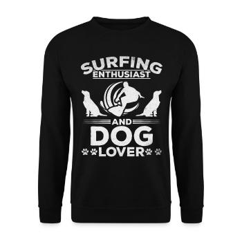 Surfing Enthusiast And Dog Lover I Water Surfer - Unisex Sweatshirt - black - Front - Alina (178cm) & Michal (187cm)