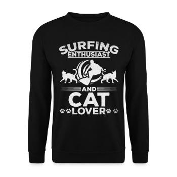 Surfing Enthusiast And Cat Lover I Water Surfer - Unisex Sweatshirt - black - Front - Alina (178cm) & Michal (187cm)
