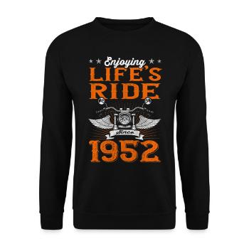 Enjoying Life's Ride Since 1952 Motorcycle 71th - Unisex Sweatshirt - black - Front - Alina (178cm) & Michal (187cm)