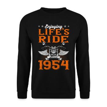 Profiter de la vie depuis 1954 Moto 69ème - Sweat-shirt Unisexe - noir - Devant - Alina (178cm) & Michal (187cm)