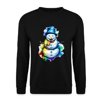 Colorful snowman in the blaze of lights - Unisex Sweatshirt - black - Front - Alina (178cm) & Michal (187cm)