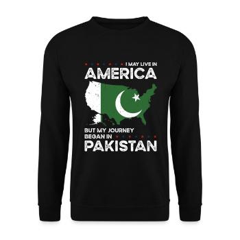 Born Pakistani Pakistan American USA Citizenship - Unisex Sweatshirt - black - Front - Alina (178cm) & Michal (187cm)