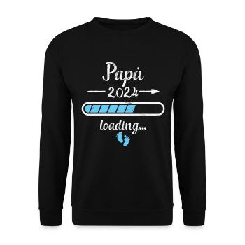 Papá 2024 Loading Schwangerschaft Papa Vater - Unisex Pullover - Schwarz - Vorne - Alina (178cm) & Michal (187cm)