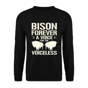 Weltnaturschutztag Retro-Bison Wildlife Tierschutz - Unisex Pullover - Schwarz - Vorne - Alina (178cm) & Michal (187cm)