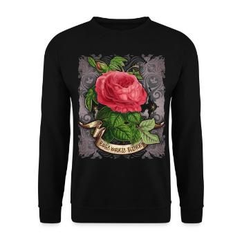 Antique rose vintage botanical illustration - Unisex Sweatshirt - black - Front - Alina (178cm) & Michal (187cm)
