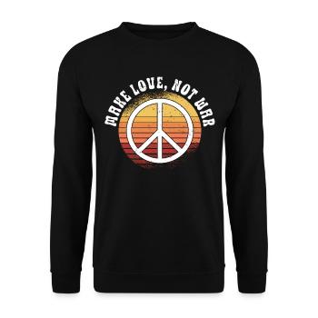 Hippie Peace Zeichen Frieden Blumen Blumenkind - Unisex Pullover - Schwarz - Vorne - Alina (178cm) & Michal (187cm)