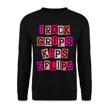 I Rock Grips Kipps And Flips Cartwheel Gymnast - Sweat-shirt Unisexe - noir - Devant - Alina (178cm) & Michal (187cm)