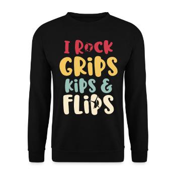 I Rock Grips Kipps And Flips Cartwheel Gymnast - Sweat-shirt Unisexe - noir - Devant - Alina (178cm) & Michal (187cm)