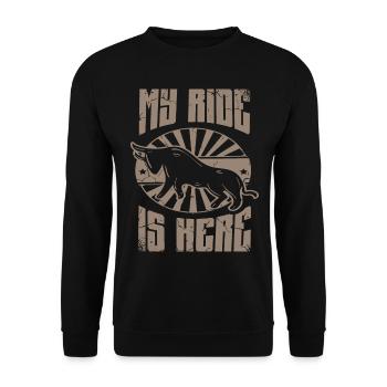 Mon tour est ici Bull Rider Bull Riding Rodeo - Sweat-shirt Unisexe - noir - Devant - Alina (178cm) & Michal (187cm)