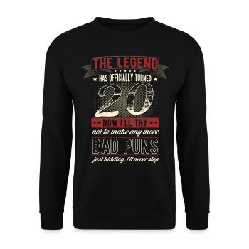 The legend officially 20 years 20th birthday - Unisex Sweatshirt - black - Front - Alina (178cm) & Michal (187cm)