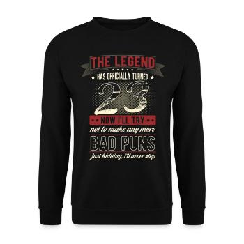 Die Legende Offiziell 23 Jahre 23. Geburtstag - Unisex Pullover - Schwarz - Vorne - Alina (178cm) & Michal (187cm)