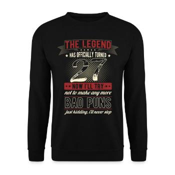 La légende officiellement 27 ans 27e anniversaire - Sweat-shirt Unisexe - noir - Devant - Alina (178cm) & Michal (187cm)