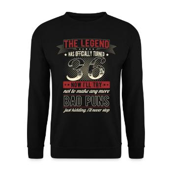 The legend officially 36 years 36th birthday - Unisex Sweatshirt - black - Front - Alina (178cm) & Michal (187cm)