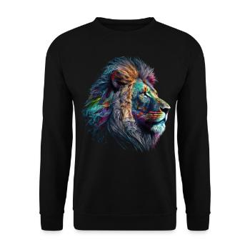 Leo Art Gift Artwork Animal Animal Motif - Sweat-shirt Unisexe - noir - Devant - Alina (178cm) & Michal (187cm)