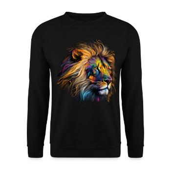 Leo Art Gift Artwork Animal Animal Motif - Unisex Sweatshirt - black - Front - Alina (178cm) & Michal (187cm)