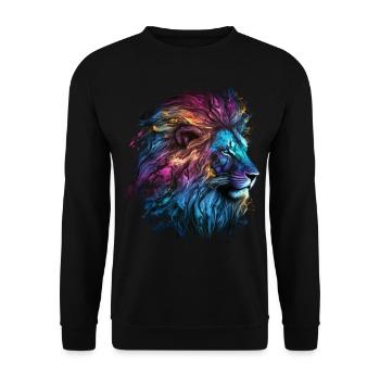 Lion Colorful Big Cat Kuns Animal Gift Africa Zoo - Unisex Sweatshirt - black - Front - Alina (178cm) & Michal (187cm)
