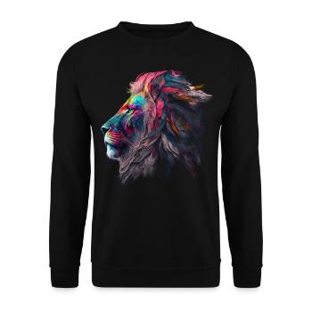 Lion Colorful Big Cat Kuns Animal Gift Africa Zoo - Unisex Sweatshirt - black - Front - Alina (178cm) & Michal (187cm)