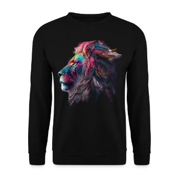Lion Colorful Big Cat Kuns Animal Gift Africa Zoo - Unisex Sweatshirt - black - Front - Alina (178cm) & Michal (187cm)