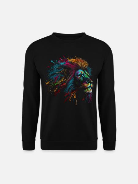 Lion Colorful Big Cat Kuns Animal Gift Africa Zoo - Unisex Sweatshirt - black