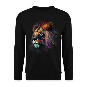 Lion Colorful Big Cat Kuns Animal Gift Africa Zoo - Unisex Sweatshirt - black - Front - Alina (178cm) & Michal (187cm)