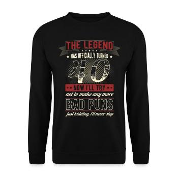 La légende officiellement 40 ans 40e anniversaire - Sweat-shirt Unisexe - noir - Devant - Alina (178cm) & Michal (187cm)