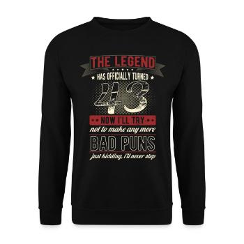 The legend officially 43 years 43rd birthday - Unisex Sweatshirt - black - Front - Alina (178cm) & Michal (187cm)