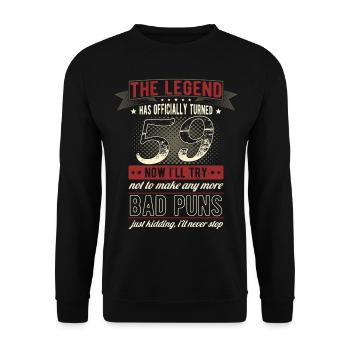 Die Legende Offiziell 59 Jahre 59. Geburtstag - Unisex Pullover - Schwarz - Vorne - Alina (178cm) & Michal (187cm)