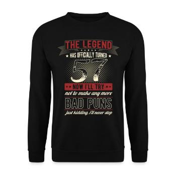 Die Legende Offiziell 57 Jahre 57. Geburtstag - Unisex Pullover - Schwarz - Vorne - Alina (178cm) & Michal (187cm)
