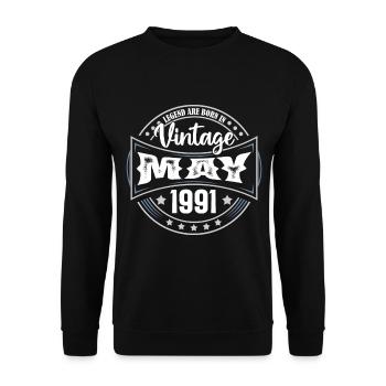 1991 May. Birthday gift May 1991. May - Unisex Sweatshirt - black - Front - Alina (178cm) & Michal (187cm)