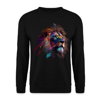 Lion Colorful Big Cat Kuns Animal Gift Africa Zoo - Unisex Sweatshirt - black - Front - Alina (178cm) & Michal (187cm)