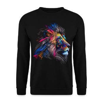 Lion Colorful Big Cat Kuns Animal Gift Africa Zoo - Unisex Sweatshirt - black - Front - Alina (178cm) & Michal (187cm)