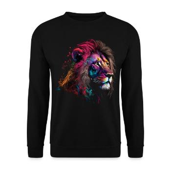Lion Colorful Big Cat Kuns Animal Gift Africa Zoo - Unisex Sweatshirt - black - Front - Alina (178cm) & Michal (187cm)