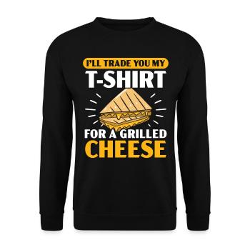 I exchange my T-shirt for a grilled cheese - Unisex Sweatshirt - black - Front - Alina (178cm) & Michal (187cm)