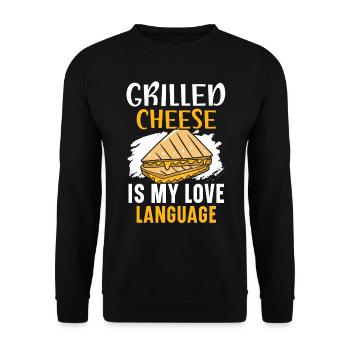 Grilled cheese is my love language Foodie Che - Unisex Sweatshirt - black - Front - Alina (178cm) & Michal (187cm)