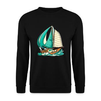 Boot Segelboot Segeln - Unisex Pullover - Schwarz - Vorne - Alina (178cm) & Michal (187cm)