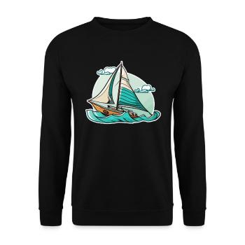 Boot Segelboot Segeln - Unisex Pullover - Schwarz - Vorne - Alina (178cm) & Michal (187cm)