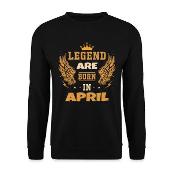 Die im April geborene Legende Geburtstagsgeschenk - Unisex Pullover - Schwarz - Vorne - Alina (178cm) & Michal (187cm)