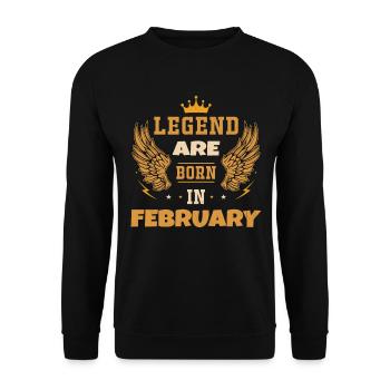 Die im Februar geborene Legende Geburtstagsgeschenk - Unisex Pullover - Schwarz - Vorne - Alina (178cm) & Michal (187cm)