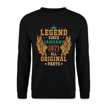 légende depuis janvier 1971 cadeau d'anniversaire - Sweat-shirt Unisexe - noir - Devant - Alina (178cm) & Michal (187cm)
