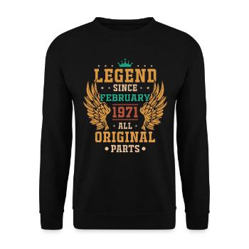 légende depuis février 1971 cadeau d'anniversaire - Sweat-shirt Unisexe - noir - Devant - Alina (178cm) & Michal (187cm)
