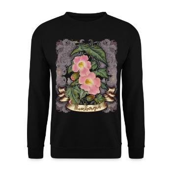 Vintage Thunbergia Blume botanische Illustration - Unisex Pullover - Schwarz - Vorne - Alina (178cm) & Michal (187cm)