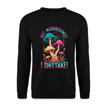 Shiitake Pilz Wald Pilz Shiitake Moral Vegan Umami - Unisex Pullover - Schwarz - Vorne - Alina (178cm) & Michal (187cm)