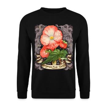 Illustration botanique vintage fleur de bégonia - Sweat-shirt Unisexe - noir - Devant - Alina (178cm) & Michal (187cm)