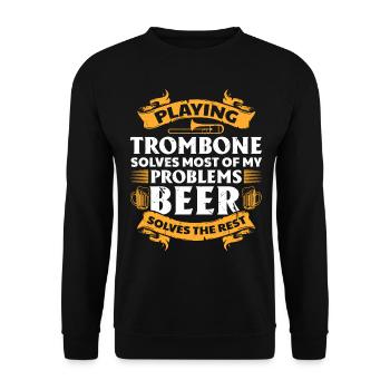 Jouer du trombone résout la plupart de mes problèmes Bière D - Sweat-shirt Unisexe - noir - Devant - Alina (178cm) & Michal (187cm)