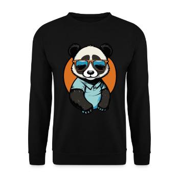 Cool Cartoon Panda with Sunglasses Kawaii - Unisex Sweatshirt - black - Front - Alina (178cm) & Michal (187cm)