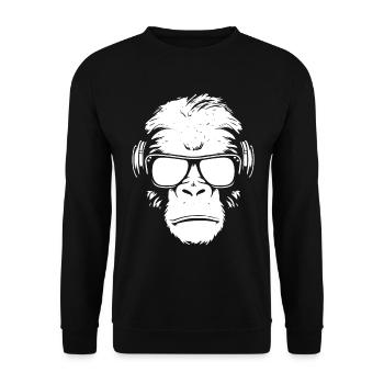 Cool monkey with sunglasses and headphones - Unisex Sweatshirt - black - Front - Alina (178cm) & Michal (187cm)